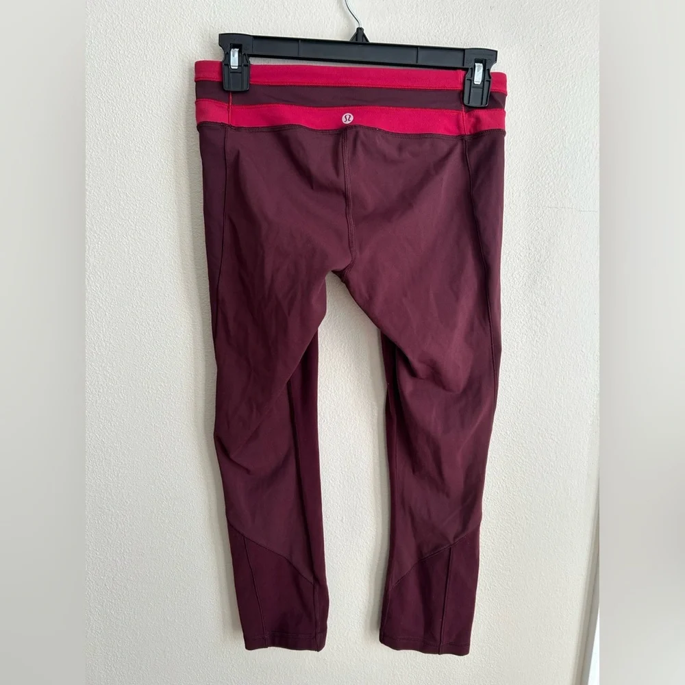 LULULEMON Give Me Qi Crop Bordeaux Leggings - Drama / Cranberry Size 6